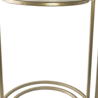 Set of Two White Marble and Gold Geo Circle Nesting End Tables