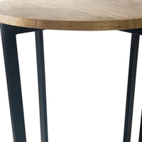 22" Natrual Wood and Black Geo Round End Table