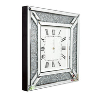 Diamond and Silver Mirrored Square Wall Clock