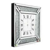 Diamond and Silver Mirrored Square Wall Clock