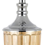 Set of Two 29? Amber Glass And Silver Table Lamp