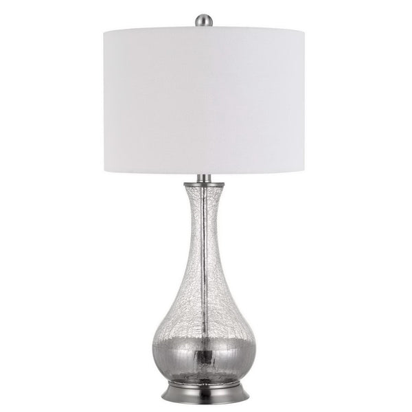 Set of Two 27" Glass And Steel Table Lamps