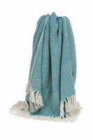 Handloomed Light Gray Cotton Throw Blanket with Tassels