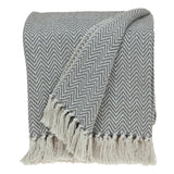 Handloomed Dark Gray Cotton Throw Blanket with Tassels