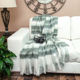 Transitional Gray and White Woven Handloom Throw