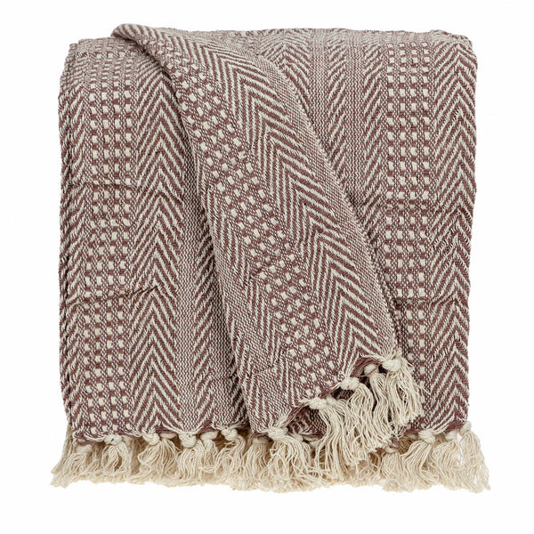 Brown and Beige Woven Herringbone Handloomed Throw