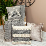 Black and Beige Herringbone Woven Throw Blanket