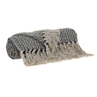 Beige and Black Transitional Woven Handloom Throw Blanket