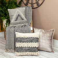 Beige and Black Transitional Woven Handloom Throw Blanket