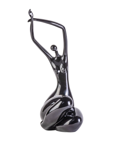 Matte Black Women Stretching Sculpture