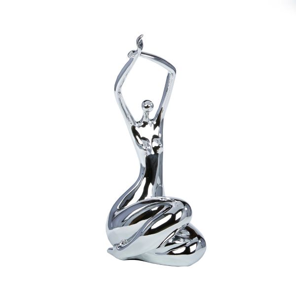 Silver Women Stretching Sculpture