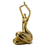 Gold Women Stretching Large Sculpture
