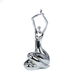 Silver Women Stretching Large Sculpture