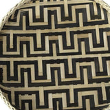 13" Black And Natural Round Wicker Greek Key Handmade Tray With Handles