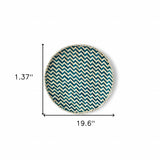 20" Teal and Natural Wicker Chevron Round Handmade Basket Tray