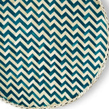 20" Teal and Natural Wicker Chevron Round Handmade Basket Tray