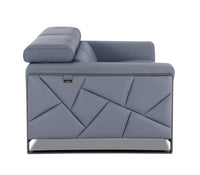 Mod Slate Blue Leather and Chrome Deco Accent Chair