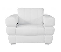 Winter White Stripe Top Grade Italian Leather Chair
