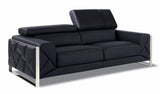 89" Black and Chrome Genuine Leather Standard Sofa