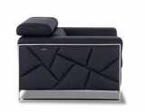 89" Black and Chrome Genuine Leather Standard Sofa