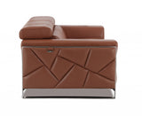 89" Camel Brown and Chrome Genuine Leather Standard Sofa