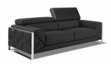 89" Dark Gray and Chrome Genuine Leather Standard Sofa
