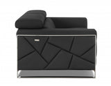 89" Dark Gray and Chrome Genuine Leather Standard Sofa