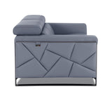 89" Light Blue and Chrome Genuine Leather Standard Sofa