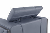 89" Light Blue and Chrome Genuine Leather Standard Sofa