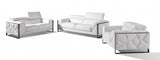 89" White and Chrome Genuine Leather Standard Sofa