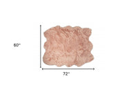 5' X 6' Rose Pink Faux Sheepskin Non Skid Area Rug
