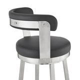 30" Chic Black Faux Leather with Stainless Steel Finish Swivel Bar Stool