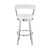 26" Chic White Faux Leather with Stainless Steel Finish Swivel Bar Stool
