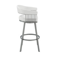 26" Mod White Faux Leather Silver Finish Swivel Bar Stool