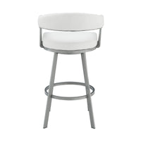 26" Mod White Faux Leather Silver Finish Swivel Bar Stool