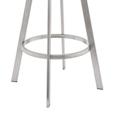 26" Mod Grey Faux Leather Brushed Silver Finish Swivel Bar Stool