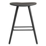 26" Gray Faux Leather Backless Black Wood Bar Stool