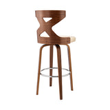 Gayle 30" Swivel Cross Back Cream Faux Leather and Walnut Wood Bar Stool