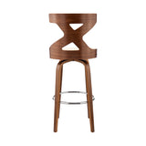 Gayle 30" Swivel Cross Back Cream Faux Leather and Walnut Wood Bar Stool