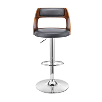 Gray Upholstered Chrome Base Adjustable Swivel Bar Stool