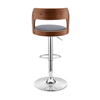 Gray Upholstered Chrome Base Adjustable Swivel Bar Stool