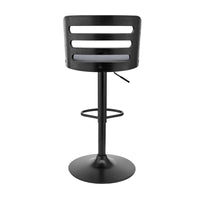 Gray Upholstered & Black Base Adjustable Swivel Bar Stool