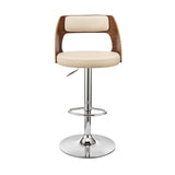 Cream Upholstered Chrome Base Adjustable Swivel Bar Stool