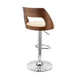 Cream Upholstered Chrome Base Adjustable Swivel Bar Stool