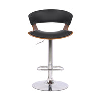 Black Faux Leather Adjustable Swivel Wooden Bar Stool