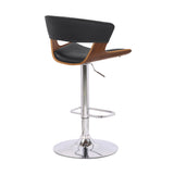 Black Faux Leather Adjustable Swivel Wooden Bar Stool