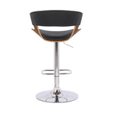 Black Faux Leather Adjustable Swivel Wooden Bar Stool