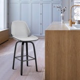 26" Gray Faux Leather Swivel Seat Wooden Bar Stool