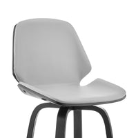 26" Gray Faux Leather Swivel Seat Wooden Bar Stool