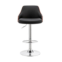 Black Faux Leather Adjustable Modern Bar Stool